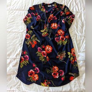 New York & Company Navy floral print dress, size L